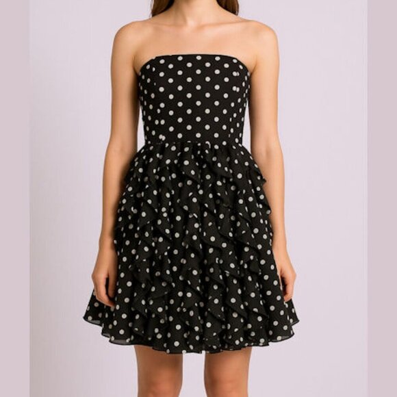 White House Black Market Flirty Strapless Polka Dot Coctail Dress Size: 0 - Picture 1 of 4